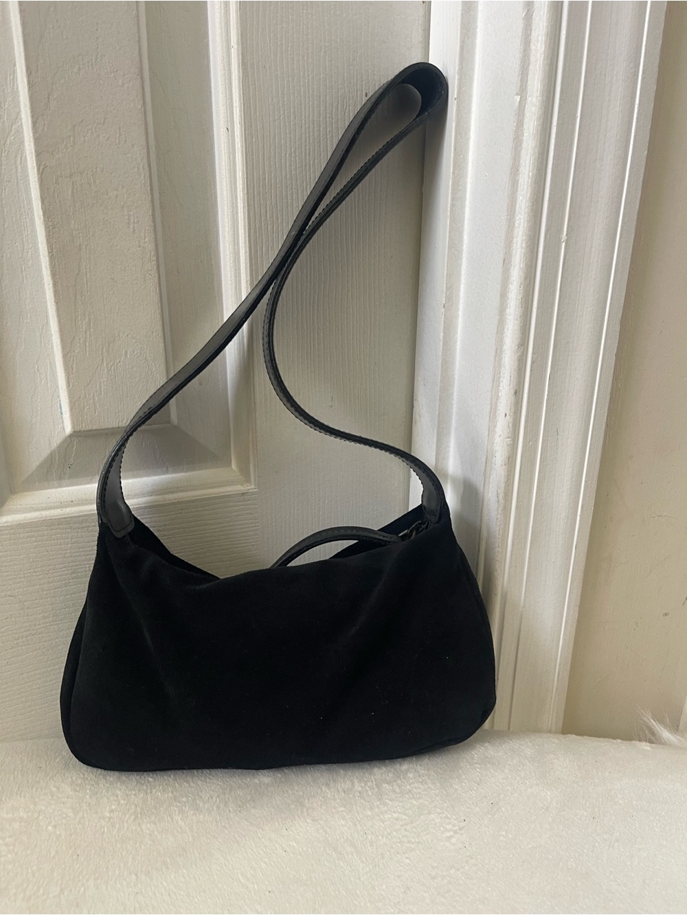 Furla Rare Black mini Suede Shoulder Bag with Brass Studs - Picture 4 of 16